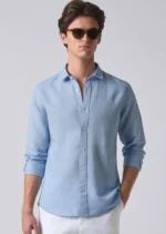 MARKBRO Men’s Sky Blue Cotton Shirt – Elegant, Soft & Breathable - Image 2